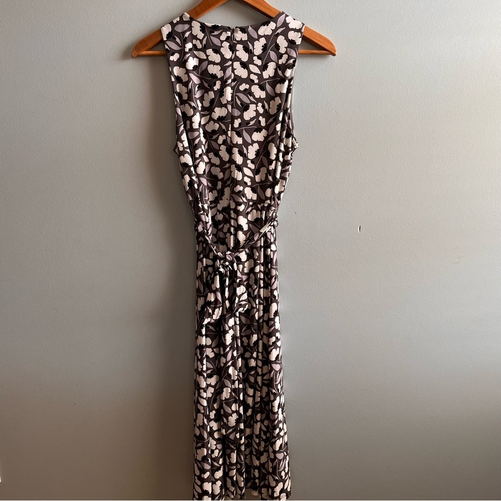 Anne Klein Sleeveless Black Gray and White Women's Midi Dress Floral, Size 6 - Picture 3 of 10